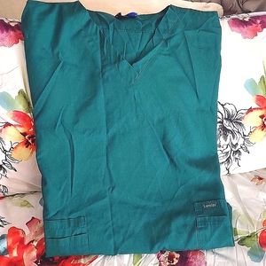 LANDAU PLUS SIZE SCRUB TOP *FOREST GREEN